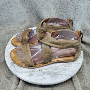 Sundance Shoes Womens EU 37 US 6 Brown Leather Cross Strap Sandals *Read*